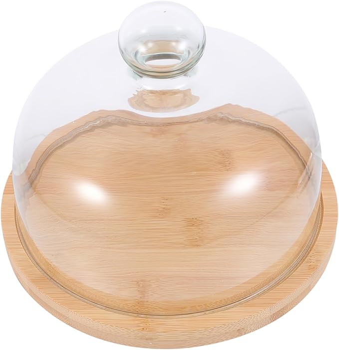 LIFKOME 1pc Rotating Cake Tray Glass Cover Practical Food Plate for Parties and Events Khaki for Desserts and Pastries Display