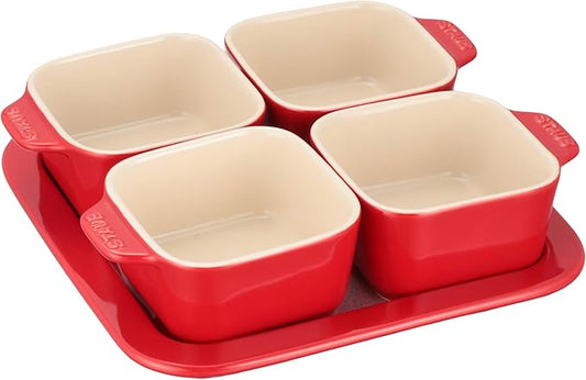 Staub 40511-119 Appetizer Set, Cherry Ceramic, Small Plate Set, Authentic Japanese Product