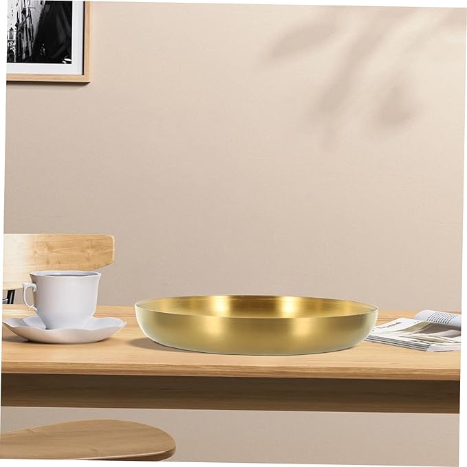 Cabilock Dinner Plates Stainless Steel Snack Plate Storage Container Gold Platter for Family Gatherings