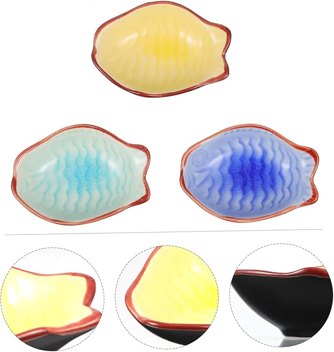 3pcs Sauce Plates Ceramic Sauce Dishes Tableware for Home Restaurant Random Style