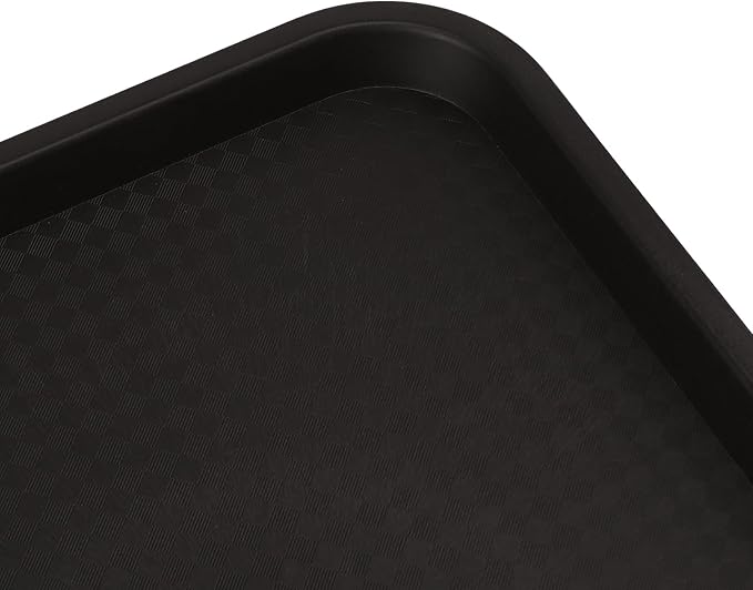 ZOENHOU 6 Pack 14 x 10 Inch Fast Food Tray, Rectangular Cafeteria Serving Trays, Plastic Trays for Food, Black