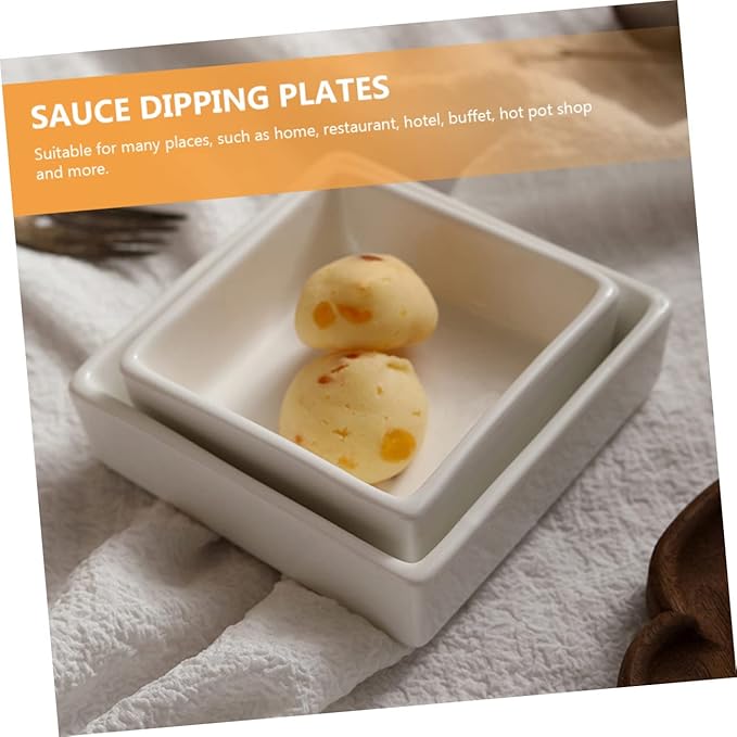 LIFKOME 2pcs Sauce Dishes Square Serving Plates for Snacks Dipping Sauces Stylish Kitchen Gadgets Craftsmanship