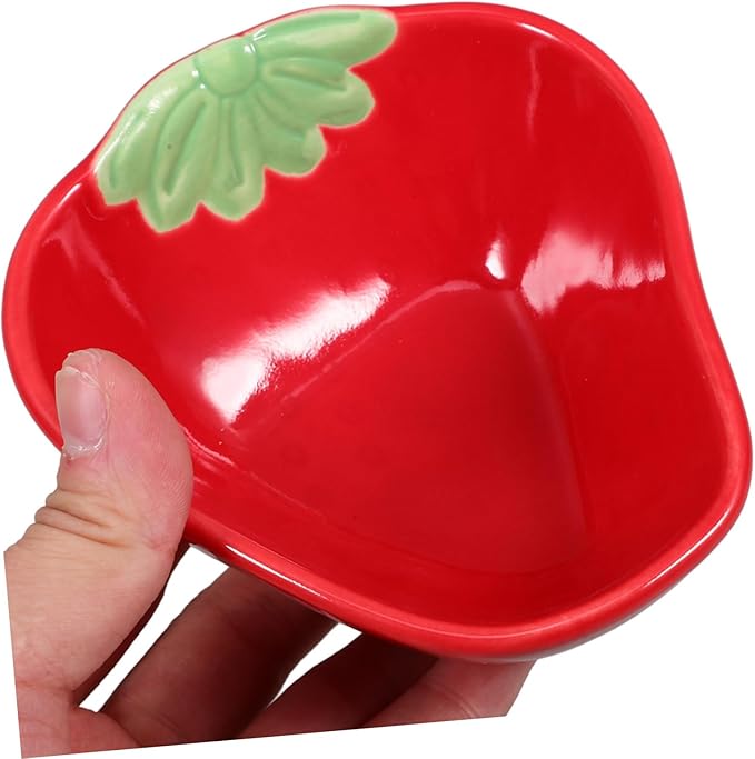 LIFKOME Ceramic Dipping Sauce Plate Multi-functional Appetizer Dish for Sauces Snacks and Seasonings Lightweight and Stylish Strawberry Bowl for Food Presentation