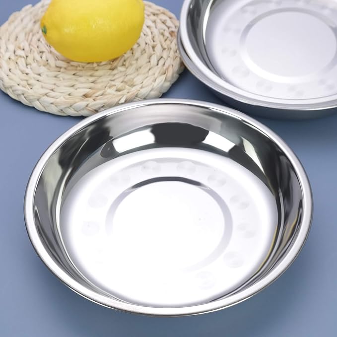 4-Pack Small Stainless Steel Dinner Plate, Round Plates, 7.6 INCH