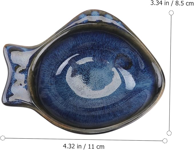 Fish Shaped Ceramic Flavor Dish Blue Appetizer Plate for Dipping Sauces Versatile Serving Bowl for Condiments Fruits Nuts for Home Picnics Restaurants