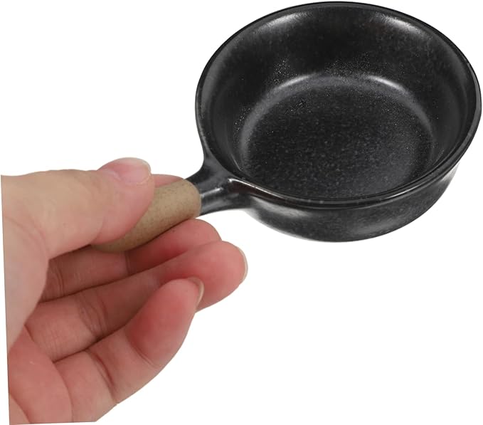 VOSAREA Porcelain Dipping Dish with Ergonomic Handle Ceramic Sauce Bowl for Sushi Condiments Appetizer Plate Black Seasoning Cup for Dining and Parties