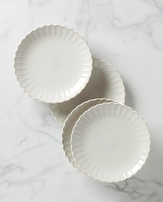 Lenox French Perle Scallop 4-Piece Dinner Plate Set, 7.40 LB
