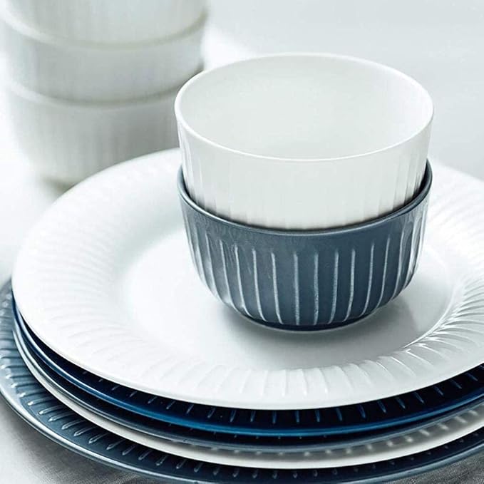 Blue And White Porcelain Tableware Set, 12 Pieces Of Ceramic Tableware, High Temperature Fired Stoneware, Microwave And Dishwasher Safe, Tableware Set For 4 People