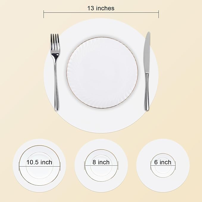 SHACOS 100 PCS Round Paper Placemats 13 inch Disposable Paper Place Mats for Dinner Wedding Birthday Party Festival Table Decoration Indoor Outdoor, White