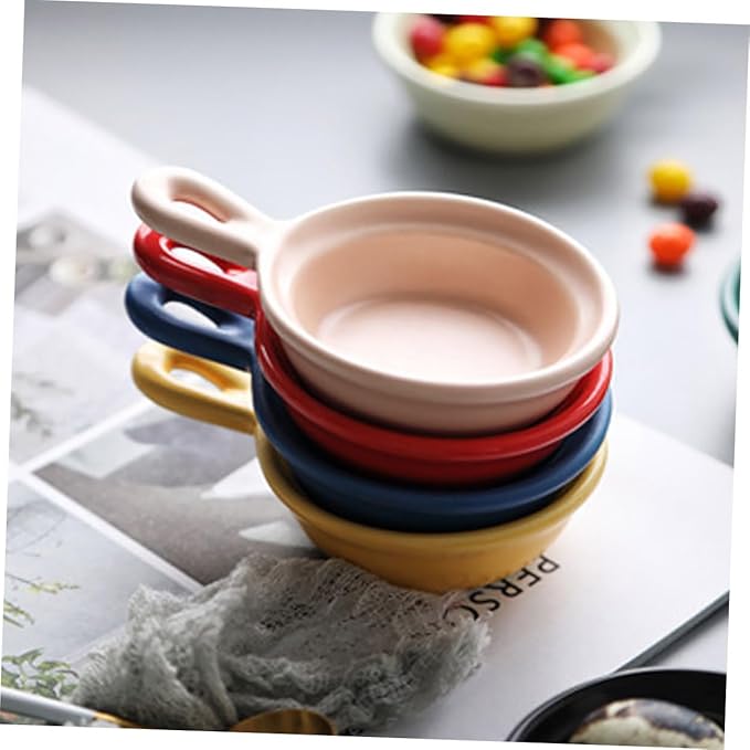 STOBAZA 4pcs Appetizer Plates of Condiment Bowls Handle for Boys and Girls French Fries Soup