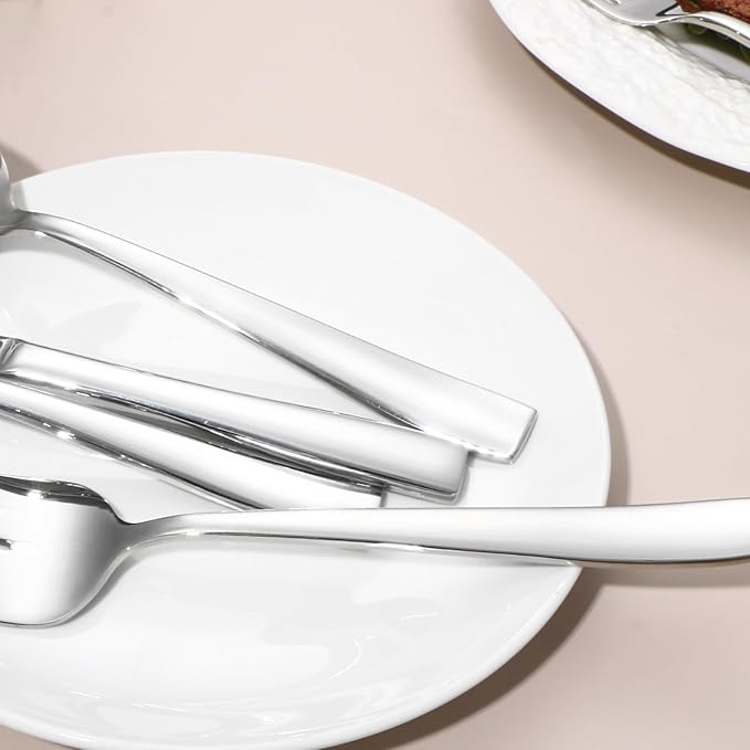 Lazycorner Silverware Set for 8, 18/10 Stainless Steel Flatware Set, 40-Piece Mirror Polished Modern Cutlery Set include Fork Knife Spoon Set(Dishwasher Safe)