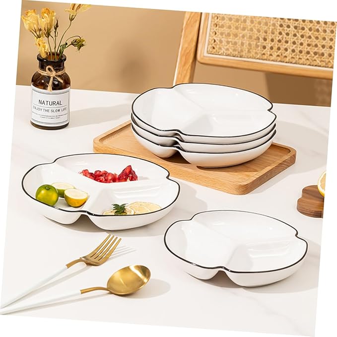 GLEAVI Multi-use Compartmented Plate Taco Party Tray Portion Plate Ceramic Food Holder Dessert