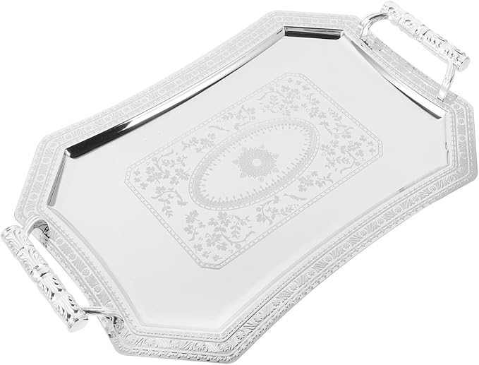 Cabilock Elegant Double Ear Food Serving Tray Decorative Party Platter Snack Plate for Bathroom Countertop