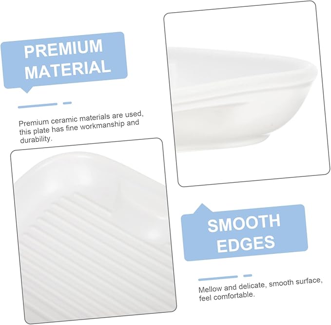 Cabilock Ceramic Divided Plate Three Compartments for Breakfast Serving Dishes for Salads Desserts and Portion Control Events