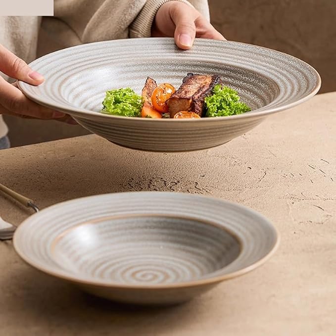 SONGCHAO Party Supplies Dinner Plate Ceramic Dinner Plate Japanese Salad Plate Thick Soup Plate Pasta Plates Restaurant Specialty Tableware Party Plates (Color : A 10.6 inch)