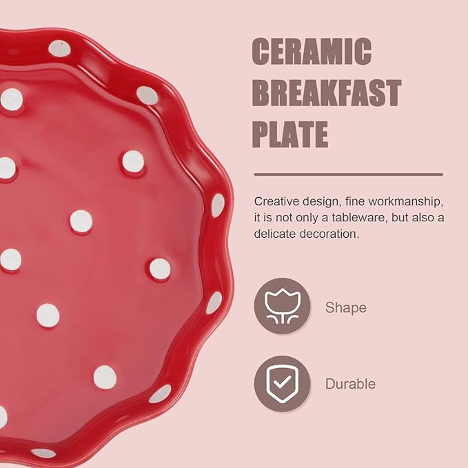 Cabilock of Use Dot Serving Plate Ceramic Fruit Plate Decorative Salad Holder Random Color