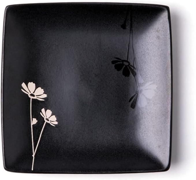 Modern Large Dinner Plates Serving Plate Breakfast Plate 6.5-inch Ceramic Small Square Plate Ceramic Dish Home Snack Plate Stackable Dinner Plates(A)