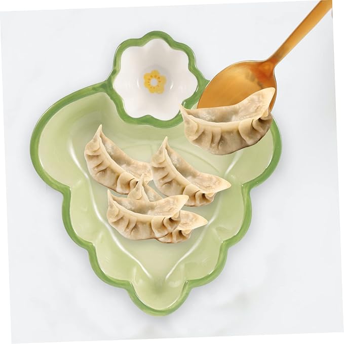 LIFKOME Stackable Ceramic Boy Girl's Plate Sections and Sauce Dishes for Snacks Fruits and Desserts Easy to Clean