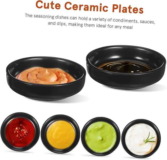DECHOUS 6pcs Ceramic Dipping Dishes Japanese Style Appetizer Plates for Sushi Sauces and Snacks Elegant Serving Bowls for Condiments and Desserts and Easy to Clean