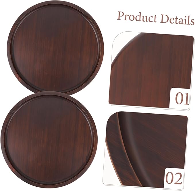 Bamboo Serving Tray Creative Wooden Pizza and Cake Display Tray Walnut Color Multi-use for Home Coffee Table and Events