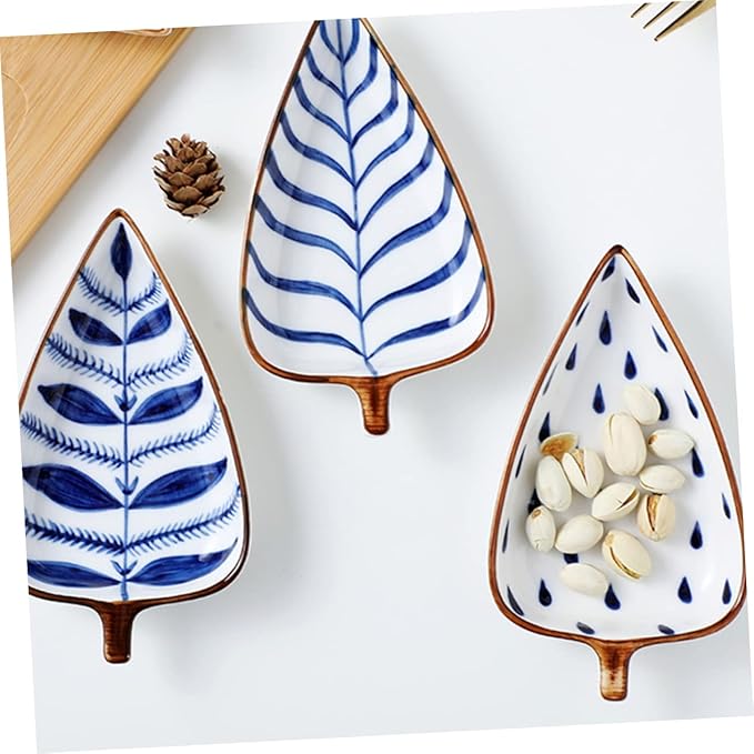 Mikinona Leaf-shaped Mini Serving Dish Creative Japanese Style Ceramic Appetizer Plate for Dips Sauces and Snacks Easy to Clean Unique Design for Home Restaurant Use