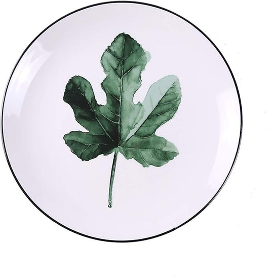 SHINING 8” Green Vegetable Ceramic Plate Creative Fruit Plate Household Steak Plate Plate Set of Ceramic Tableware (Plate B)