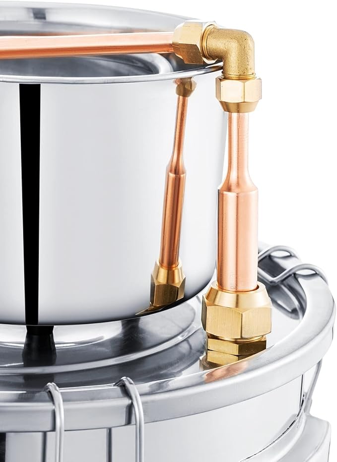 Shine Still Alcohol Distiller Home Brewing Distillery Kit 5 Gallon Stainless 2 Pots Upgraded Copper Tube with Water Pump Home Brewing Kit for DIY Whisky Brandy Wine Making