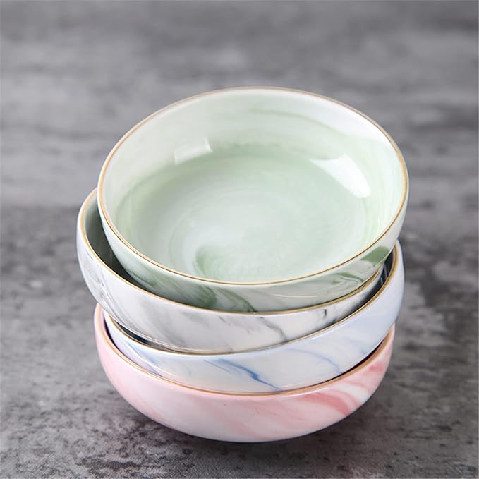 Appetizer Plate Ceramic Sauce Dish Marble Pattern Round Fruit Seasoning Soy Vinegar Ketchup Sauce Bowl Pigments Plates Tableware Snack Plate Sauce Dipping Saucer Trays