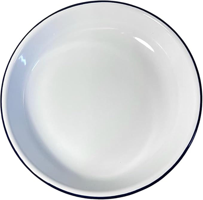 Thorness 22CM White Enamel Dinner Plate | Pasta and Rice Plate | Enamel Plate | Single Plate | Traditional Dinner Plate | Kitchen Plate for pies, Sides and Dinner | 22cm Diameter with 4cm Depth