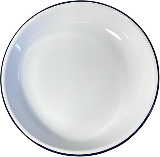 Thorness 22CM White Enamel Dinner Plate | Pasta and Rice Plate | Enamel Plate | Single Plate | Traditional Dinner Plate | Kitchen Plate for pies, Sides and Dinner | 22cm Diameter with 4cm Depth