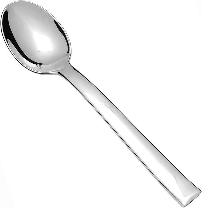 Fortessa Still 18/10 Stainless Steel Flatware Dessert/Oval Soup Spoon, Set of 12