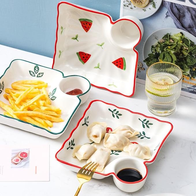 Multi Purpose Appetizer Ceramic Tray Vinegar Bowl Elegant Sushi Cookie Serving Dishes Dipping Sauce Plate for Dumplings French Fries Snacks Homes Restaurants Design Sense Souvenirs