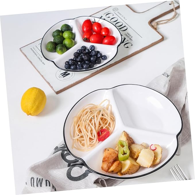 Porcelain Divided Plate Ceramic Dining Plate with Compartments for Dried Fruit Snacks Appetizers Easy to Clean Sectional Serving Platter for Home Parties Weddings