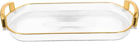 POPETPOP Fruit Serving Tray Handles Rectangle Snack Plate for Fruits Desserts Jewelry Reusable Storage Organizer for Parties and Picnics
