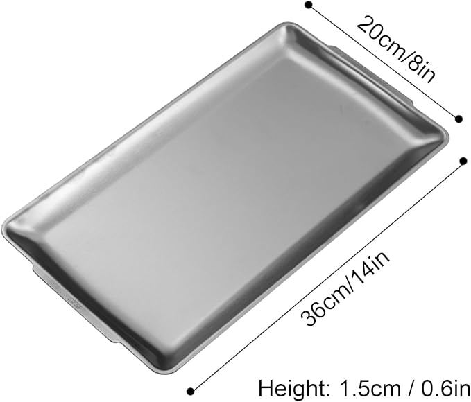 Baking Sheet, Sheet Pans for Baking Stainless Steel, Rectangle Metal Serving Tray with Handles for Dining, Party, Buffet, Dishwasher(Gold,36 * 20cm/14 * 8in)
