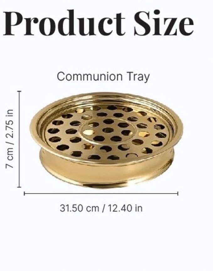 Communion Ware | Communion Tray | Holy Stackable Cup Tray for Churches | Communions Supplies | Portable Communions Trays with 40 Holes Disk | Stainless Steel - Shiny Gold Finish