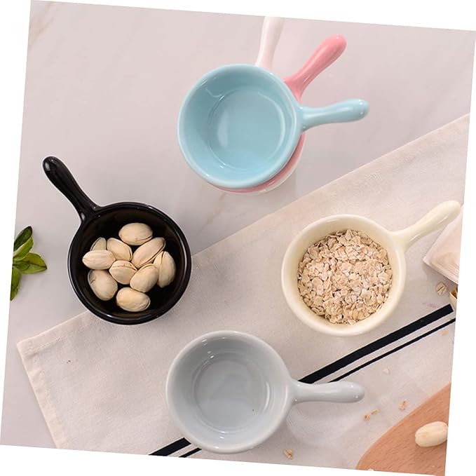 Luxshiny 4pcs Ergonomic Handle Ceramic Plate Japanese Dishes Snacks Holder Relish Tray Dessert Plate for Kitchen