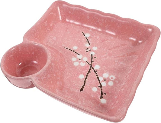 DECHOUS Creative Pink Dipping Bowl Ceramic Appetizer Plates for Sauces Seasonings and Condiments Home Restaurants and Catering Easy to Clean