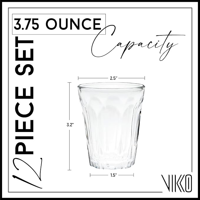 Vikko 3.75 Ounce Shot Glasses, Set of 12 Small Liquor and Spirit Glasses, Durable Tequila Bar Glasses For Alcohol and Espresso Shots, 12 Piece Large Shooter Glass Set