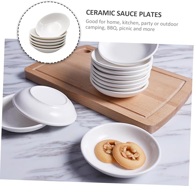 6pcs Ceramic Sauce Serving Plates Appetizer Holders for Condiments Dipping Elegant Design for Family Gatherings Restaurants Picnics