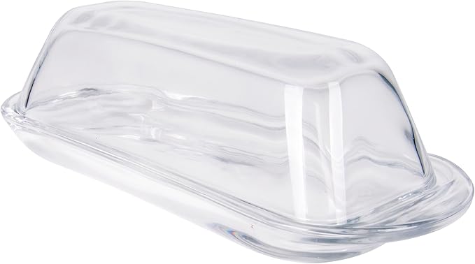 Kangaroo Decorative Clear Glass Butter Dish with Lid for Countertop & Refrigerator - Crystal Covered Butter Tray Storage Container Holder for Counter & Fridge - Best Thanksgiving Butter Dish with Lid