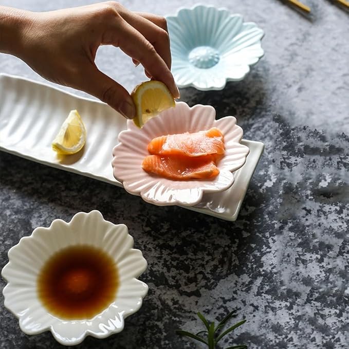 Snack Plate Snack Containers Soy Sauce Ceramic Dipping Bowl Appetizer Plate Mini Condiment Pickles Sauce Vinegar Snack Condiment Dish Dessert Plates Snack Tray,D