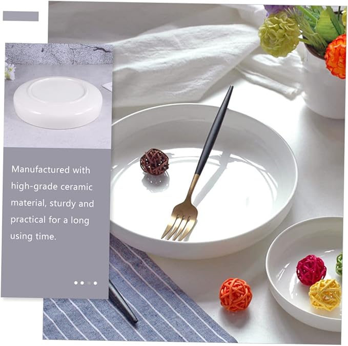 PRETYZOOM Delicate Ceramic Dinner Plate Small Sushi Plate Pasta Steak Salad Oven Freezer Safe White