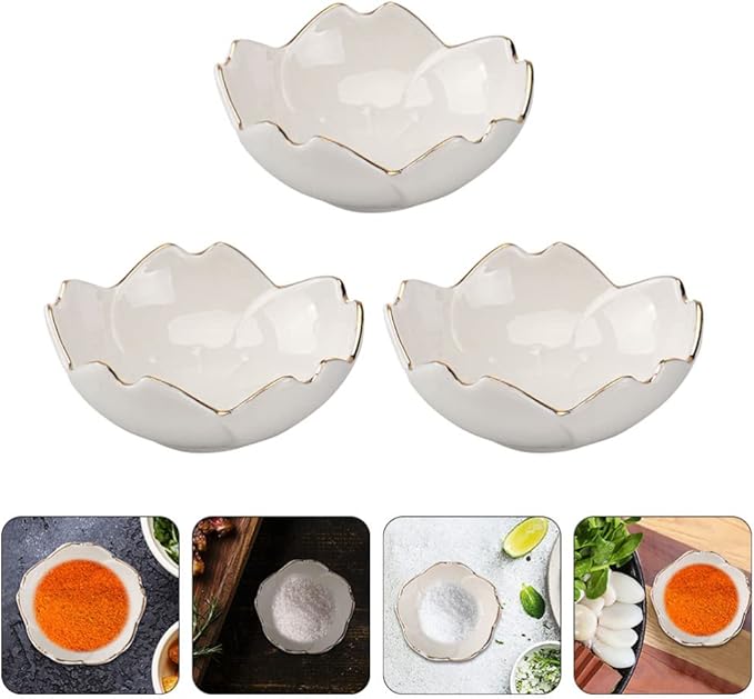 BESPORTBLE Sauce Dish 3pcs Cherry Glass Soy Sauce Dish Flower Petals Shaped Mini Cute Crystal Dessert Bowl Appetizer Plates Tea Bag Holder Small Dip Bowls for Jam Sushi
