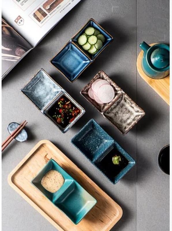 Snack Plate Appetizer Dish Seasoning Bowl Family Restaurant Grid Ceramic Dipping Sauce Snack Snack Tray