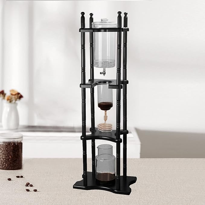 Ice Dripper Coffee Maker, 67.63 oz Cold Brew Coffee Tower with Built-In Glass Filter Core and V-Shaped Spout, Adjustable Speed & Extraction Time Manual Ice Drip Coffee Maker For Cafes Parties