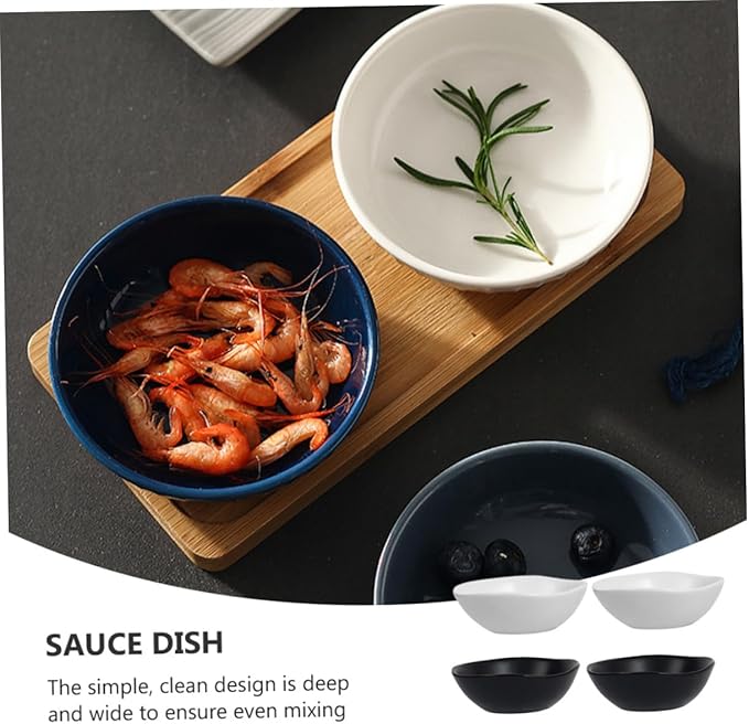 4pcs Ceramic Dipping Plates Mini Sauce Dishes for Appetizers Flavor Serving Tray Versatile Seasoning Dishware Set