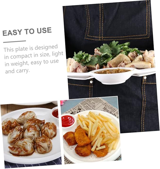 Ceramic Divided Serving Plate Multi-function Dumpling Dish Soy Sauce Dish Household Chips Plate for Sushi and Appetizers for Parties and Entertaining