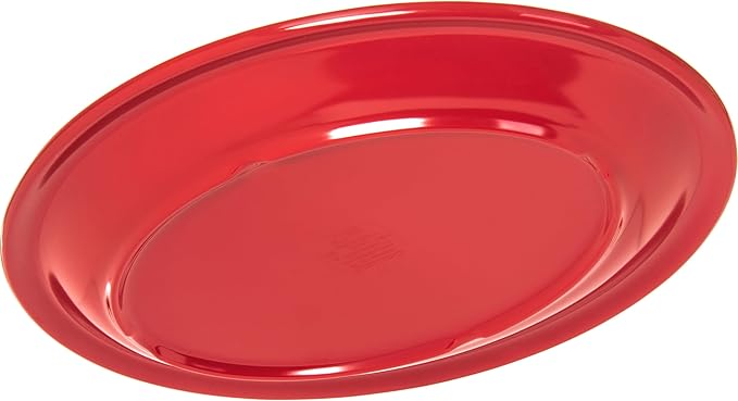 Carlisle FoodService Products Kingline Plastic Oval Platter Oval Tray for Home and Restaurant, Melamine, 12 x 9 Inches, Red