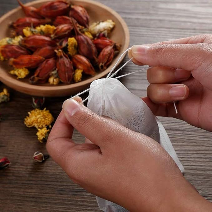 TamBee 200Pcs 5.9" x 7.87" Disposable Drawstring Tea infusers Tea Filter Bags for Loose Tea Herbs Spice Bags for Brew Tea Cold Brew Coffee（ 5.9" x 7.87" /15 x 20cm） (200)
